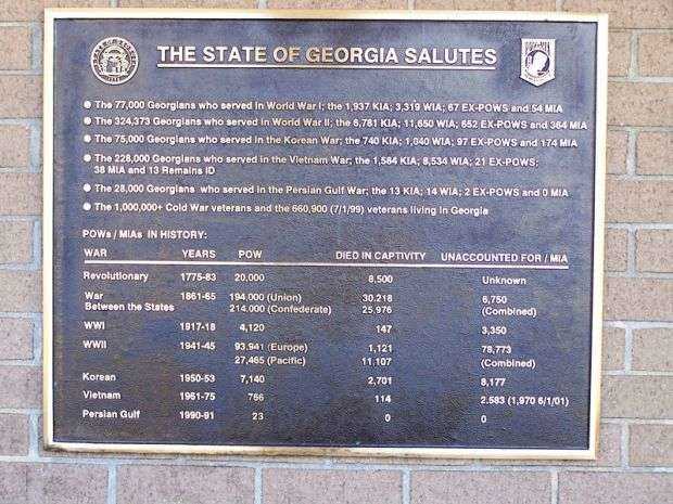 THE STATE OF GEORGIA SALUTES PLAQUE BRUNSWICK