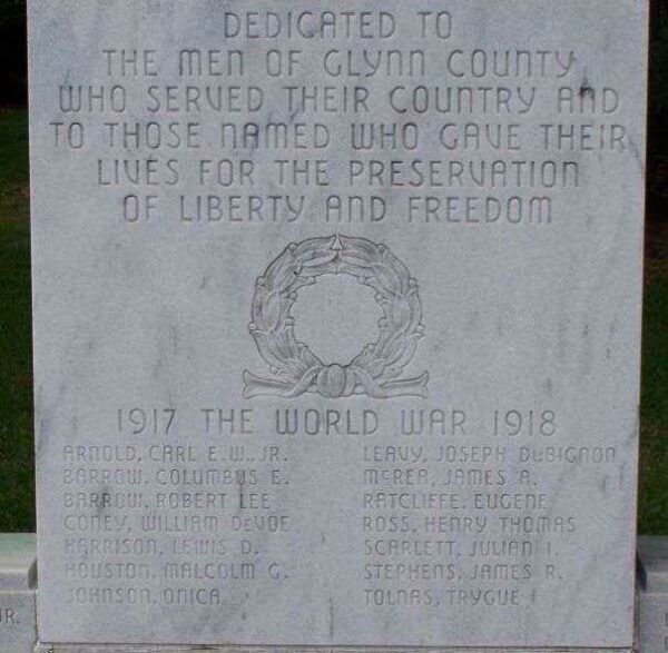 GLYNN COUNTY WAR MEMORIAL STONE A