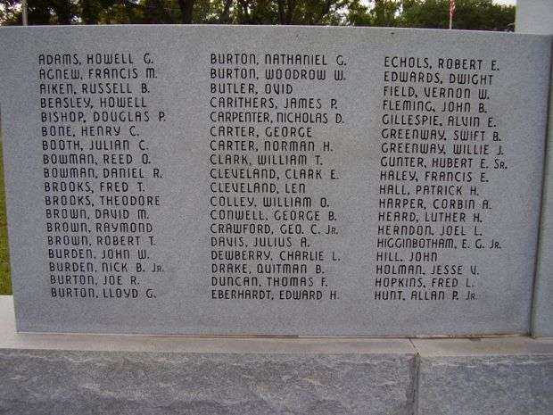 ELBERT COUNTY WAR MEMORIAL LEFT STONE
