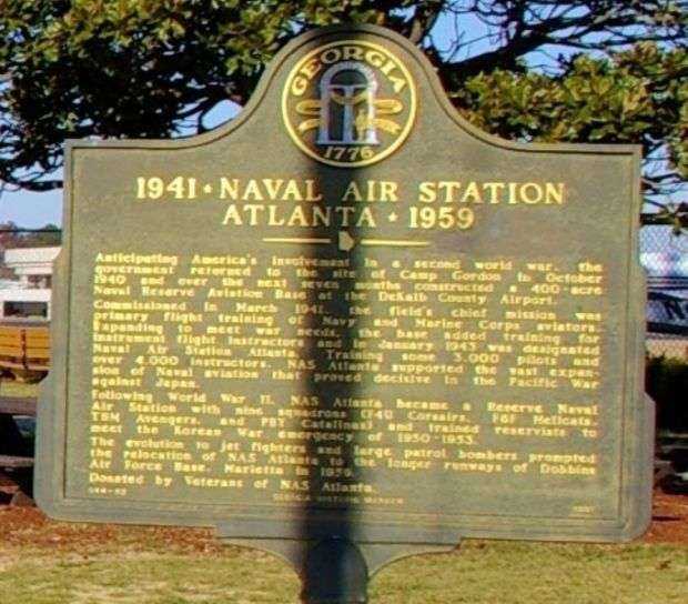 1941 NAVAL AIR STATION ATLANTA 1959 WAR MEMORIAL MARKER