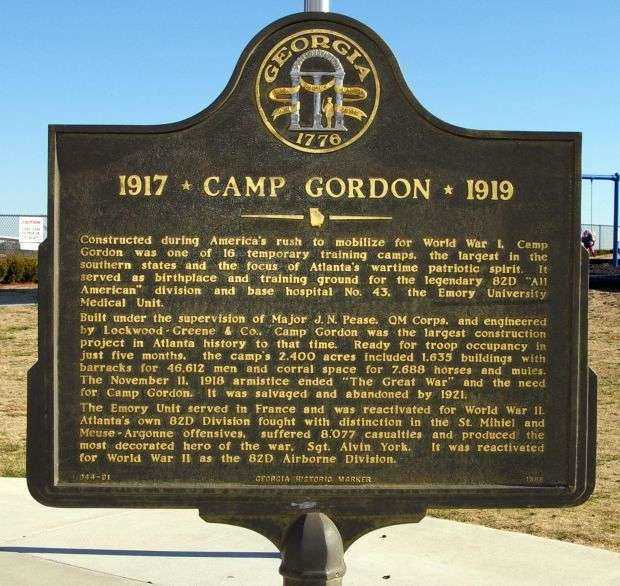 1917 CAMP GORDON 1919 WAR MEMORIAL MARKER