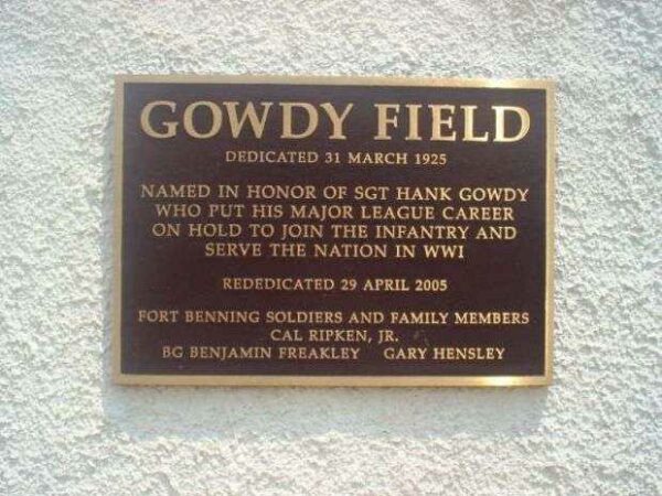 GOWDY FIELD WAR MEMORIAL PLAQUE