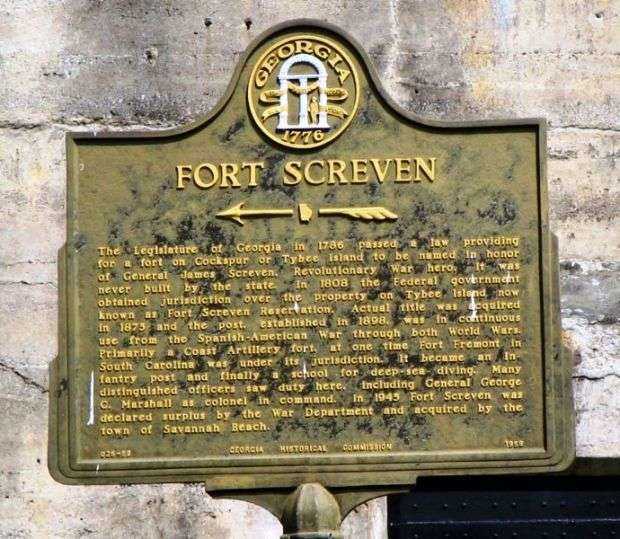 FORT SCREVEN WAR MEMORIAL MARKER