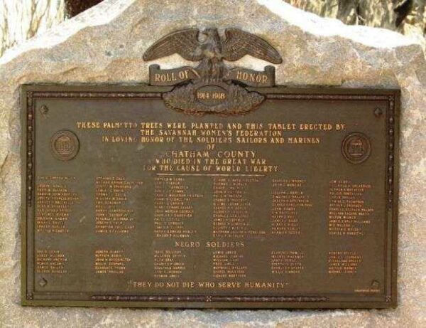 CHATHAM COUNTY WORLD WAR I MEMORIAL TREES PLAQUE