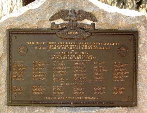 CHATHAM COUNTY WORLD WAR I MEMORIAL TREES PLAQUE