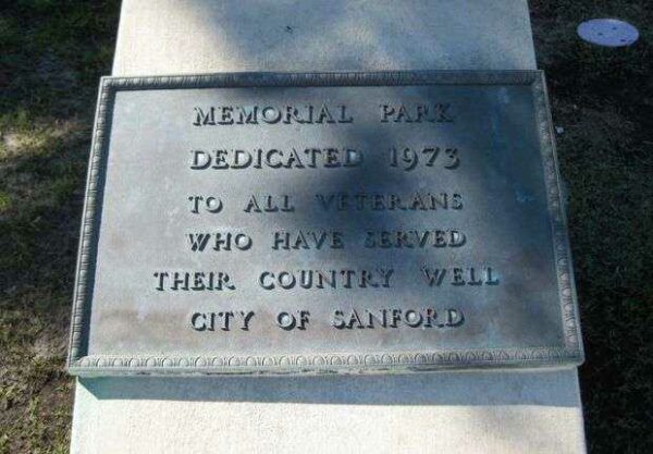 CITY OF SANFORD VETERANS MEMORIAL PARK PLAQUE