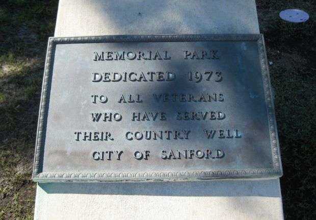 CITY OF SANFORD VETERANS MEMORIAL PARK PLAQUE