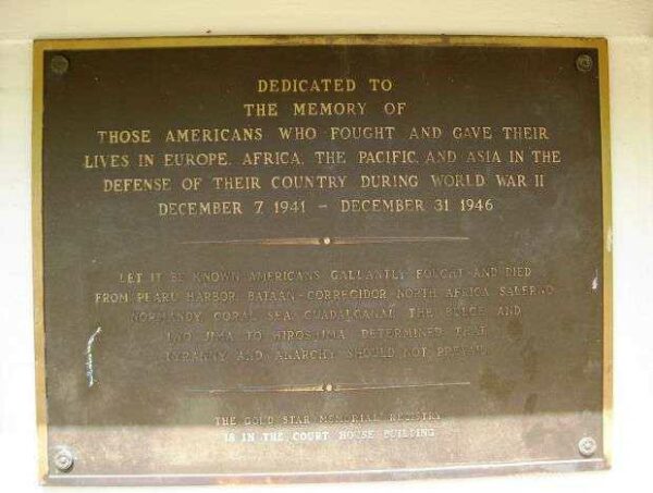 HILLSBOROUGH COUNTY WAR MEMORIAL PLAQUE B