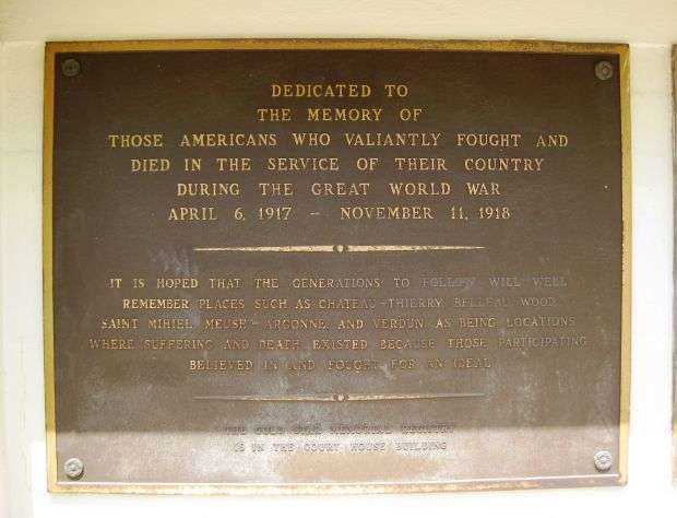 HILLSBOROUGH COUNTY WAR MEMORIAL PLAQUE A
