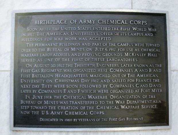 BIRTHPLACE OF ARMY CHEMICAL CORPS MEMORIAL PLAQUE