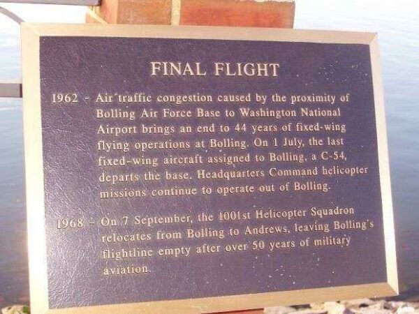 BOLLING AIR FORCE BASE MEMORIAL RIVER WALK PLAQUE K