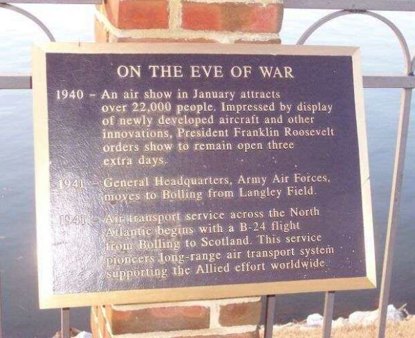 BOLLING AIR FORCE BASE MEMORIAL RIVER WALK PLAQUE G