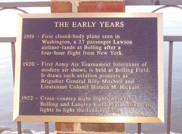 BOLLING AIR FORCE BASE MEMORIAL RIVER WALK PLAQUE B