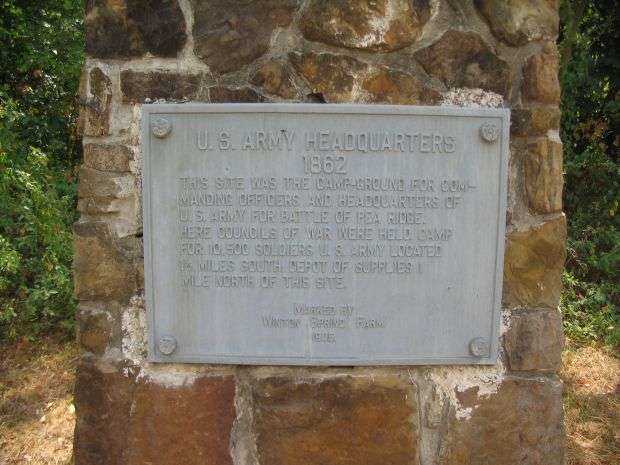 U.S. ARMY HEADQUARTERS 1862 MEMORIAL PLAQUE