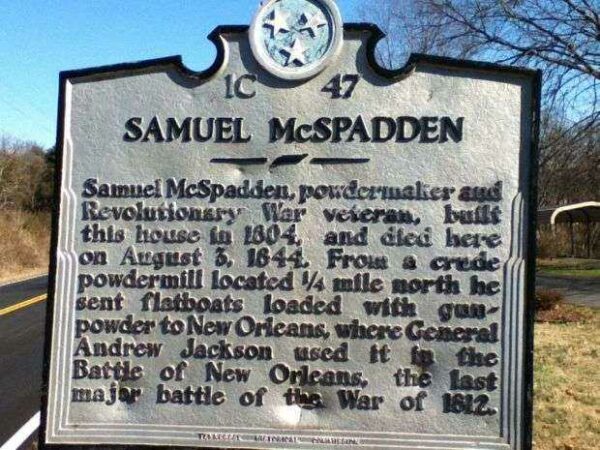 SAMUEL MCSPADDEN REVOLUTIONARY WAR SOLDIER MEMORIAL MARKER