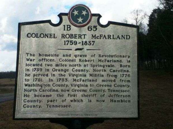 COLONEL ROBERT MCFARLAND WAR MEMORIAL MARKER