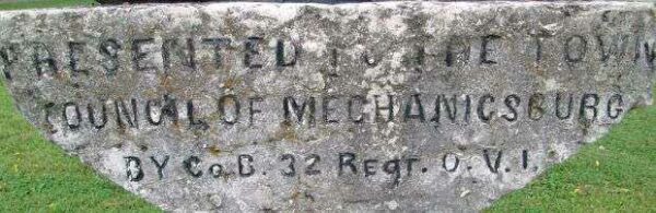 MECHANICSBURG VETERANS MEMORIAL CANNONS DEDICATION STONE