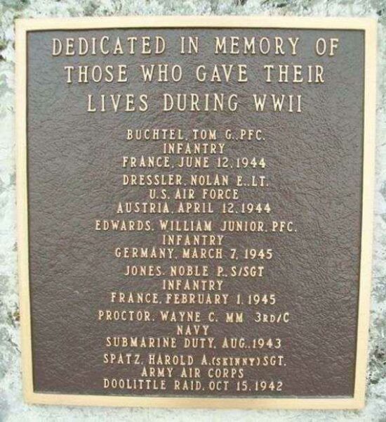 LEBO WORLD WAR II MEMORIAL PLAQUE