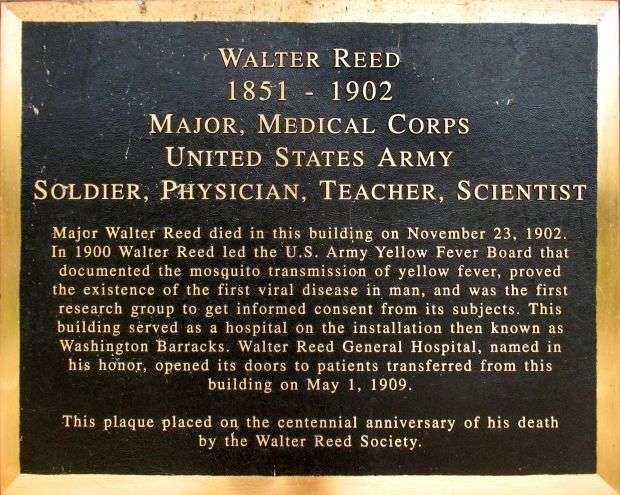 WALTER REED MAJOR, MEDICAL CORPS MEMORIAL PLAQUE