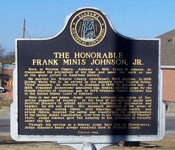 THE HONORABLE FRANK MINIS JOHNSON, JR. MEMORIAL MARKER