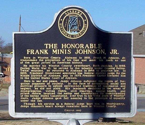 THE HONORABLE FRANK MINIS JOHNSON, JR. MEMORIAL MARKER