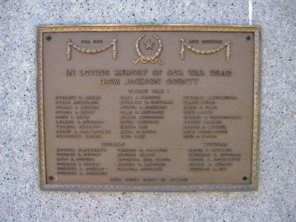 JACKSON COUNTY WAR DEAD MEMORIAL PLAQUE B