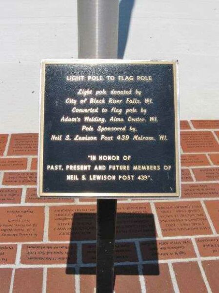 NEIL S. LEWISON POST 439 MEMORIAL FLAG POLE PLAQUE