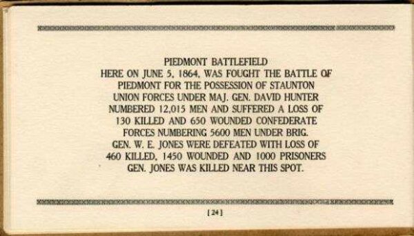 PIEDMONT BATTLEFIELD WAR MEMORIAL MARKER