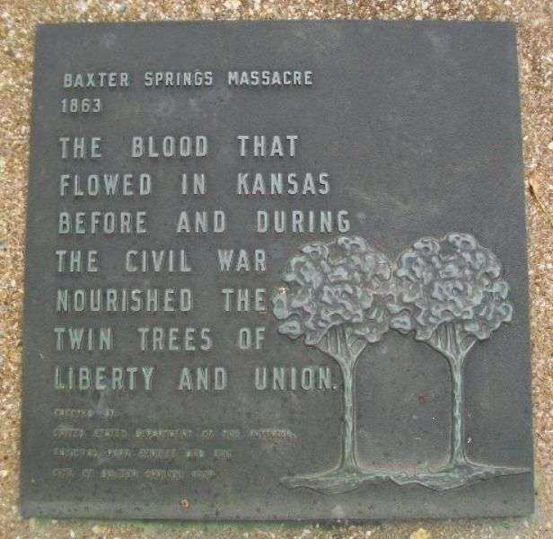 BAXTER SPRINGS MASSACRE 1863 MEMORIAL PLAQUE II