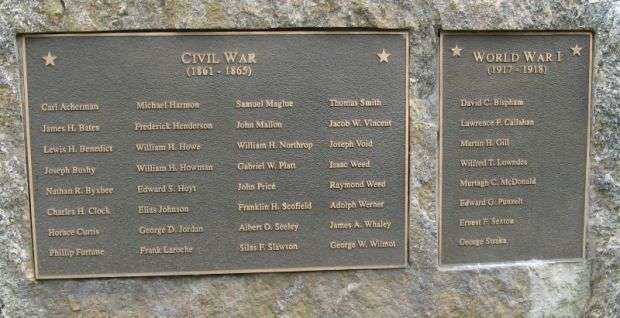DARIEN CIVIL WAR AND WORLD WAR I MEMORIAL PLAQUE
