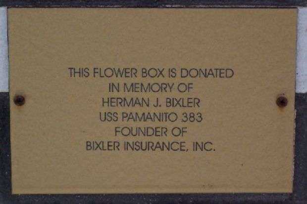 HERMAN J. BIXLER WAR MEMORIAL FLOWER BOX PLAQUE