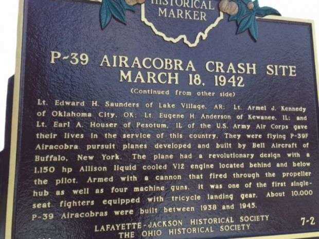 P-39 AIRACOBRA CRASH SITE MEMORIAL MARKER BACK