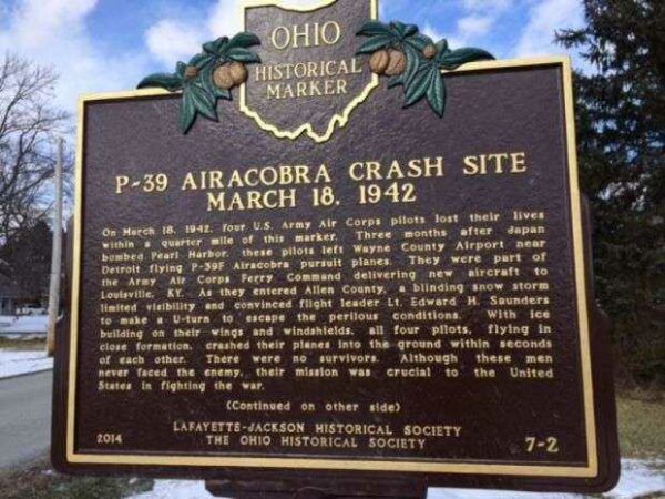 P-39 AIRACOBRA CRASH SITE MEMORIAL MARKER FRONT