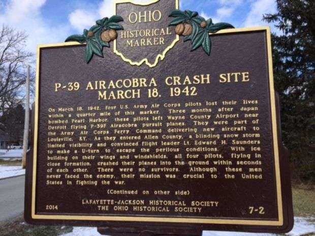 P-39 AIRACOBRA CRASH SITE MEMORIAL MARKER FRONT