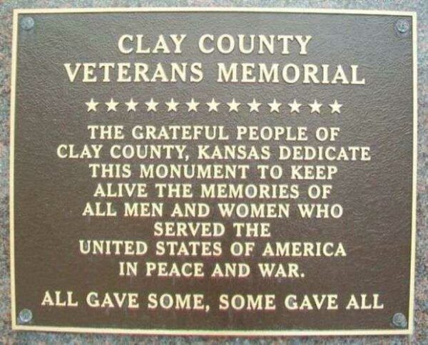CLAY COUNTY VETERANS MEMORIAL PLAQUE