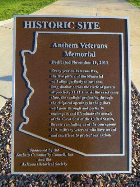 ANTHEM VETERANS MEMORIAL PLAQUE
