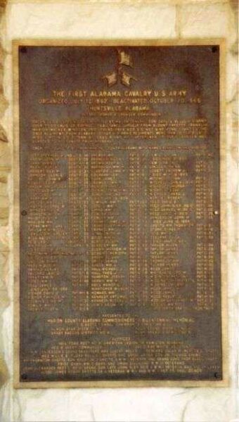 THE FIRST ALABAMA CAVALRY U.S. ARMY MEMORIAL PLAQUE