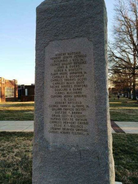 GEORGE WASHINGTON HIGH SCHOOL WORLD WAR II MEMORIAL SIDE B