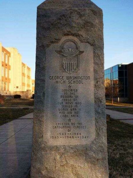 GEORGE WASHINGTON HIGH SCHOOL WORLD WAR II MEMORIAL SIDE A