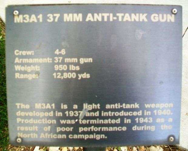 FORT RILEY M3A1 37 MM ANTI-TANK GUN MEMORIAL PLAQUE