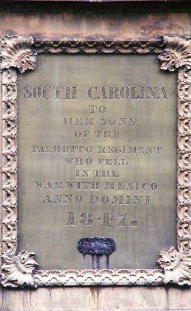 PALMETTO REGIMENT WAR WITH MEXICO MEMORIAL PLAQUE A