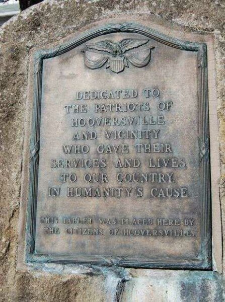 HOOVERSVILLE WAR VETERANS MEMORIAL PLAQUE