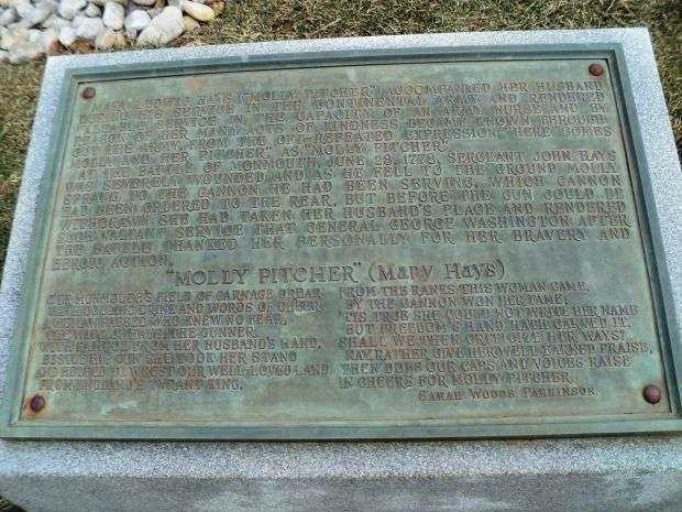 MOLLY PITCHER REVOLUTIONARY WAR MEMORIAL PLAQUE B