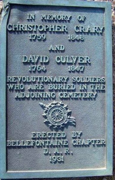 CHRISTOPHER CRARY AND DAVID CULVER REVOLUTIONARY WAR MEMORIAL PLAQUE
