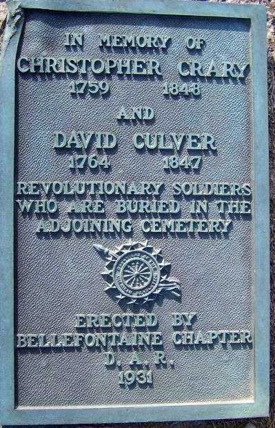 CHRISTOPHER CRARY AND DAVID CULVER REVOLUTIONARY WAR MEMORIAL PLAQUE