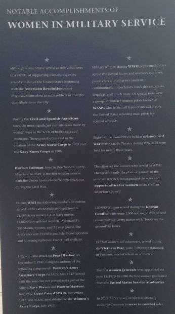 MARYLAND WOMEN IN MILITARY SERVICE MONUMENT DEDICATION PLAQUE BACK