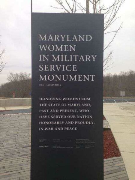 MARYLAND WOMEN IN MILITARY SERVICE MONUMENT DEDICATION PLAQUE FRONT