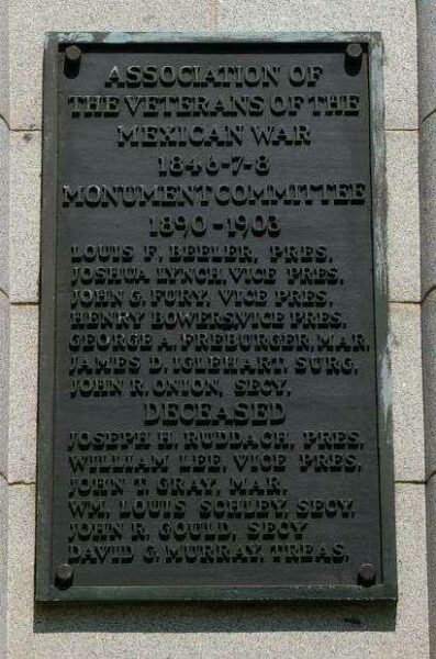 MEMORIAL TO MARYLANDERS KILLED IN WAR WITH MEXICO PLAQUE D
