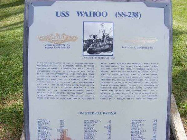 USS WAHOO (SS-238) SUBMARINE WAR MEMORIAL PLAQUE