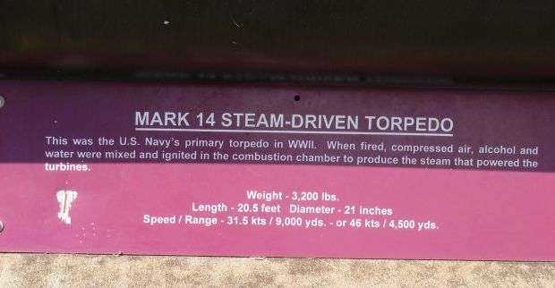 MARK 14 STEAM-DRIVEN TORPEDO MEMORIAL PLAQUE